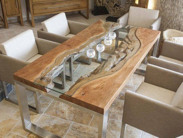 Wooden Dining Table Idea Wood Slab Dining Table Designs Glass Wood Metal Modern