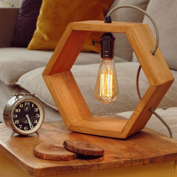 Wooden Lamp Designs Wooden Handmade Vintshop Hexagon Design Table Lamp with