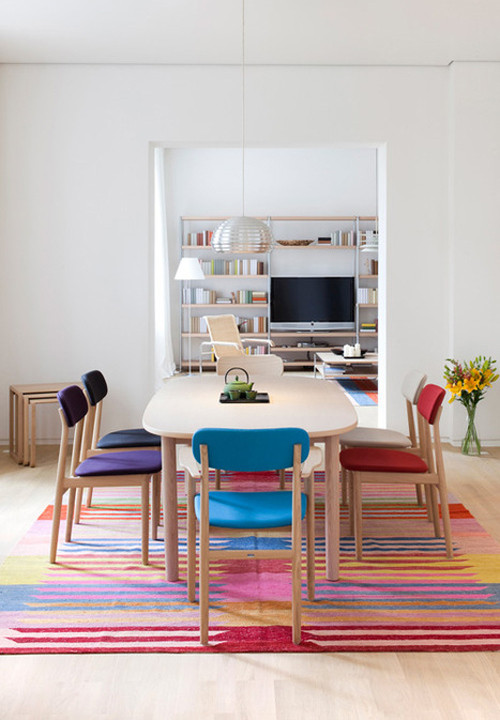 Dining Room Multicolored Chairs Colorful Dining Room with Multicolored Chairs