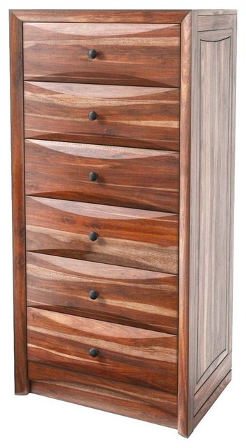 Bedroom Dressers and Chests Modern Pioneer solid Wood 6 Drawer Bedroom Tall Dresser