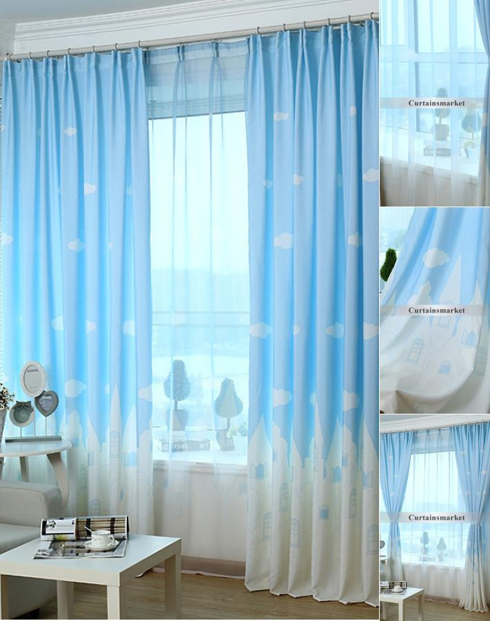 Best Curtains for Bedroom Cartoon Kids Bedroom Clouds Blue Best Window Curtains