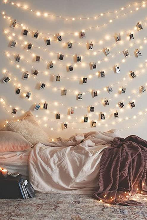 Best String Light for Bedroom Clip String Lights 17ft 50 Led Fairy String Lights with 50 Clear Clips for Hanging String Lights with Clips Perfect Dorm