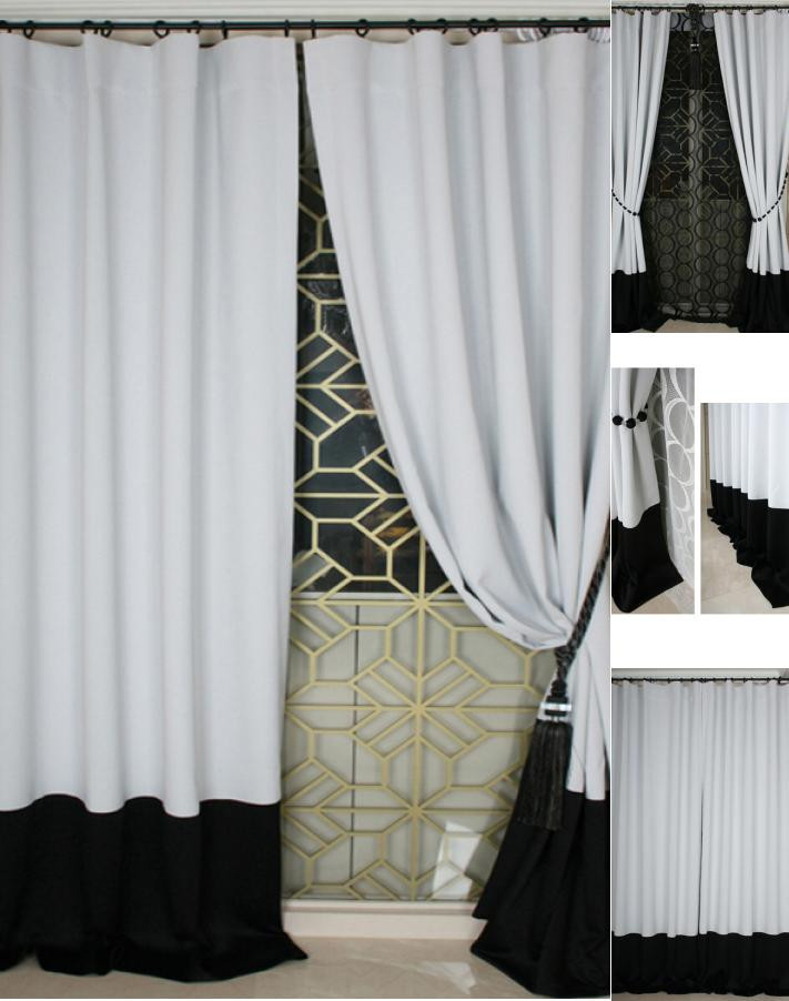 Custom Black And White Solid Bedroom Curtains CMT 1 merge