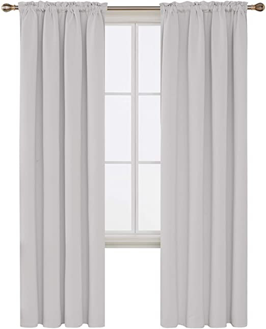 Black and White Bedroom Curtains Deconovo Blackout Curtains Bedroom Curtains Blackout White Curtains for Bedroom 42w X 84l Inch Greyish White 1 Pair