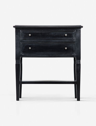 Black Bedroom Side Table Luna Two Drawer Nightstand Hand Rubbed Black