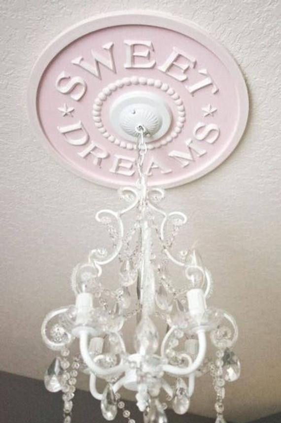 Chandelier for Girls Bedroom Pink Decor for Girls Room Pink Chandelier Pink Ceiling Medallion Shabby Chic Decor Pink Decor Baby Shower Gift Marie Ricci Usa Made