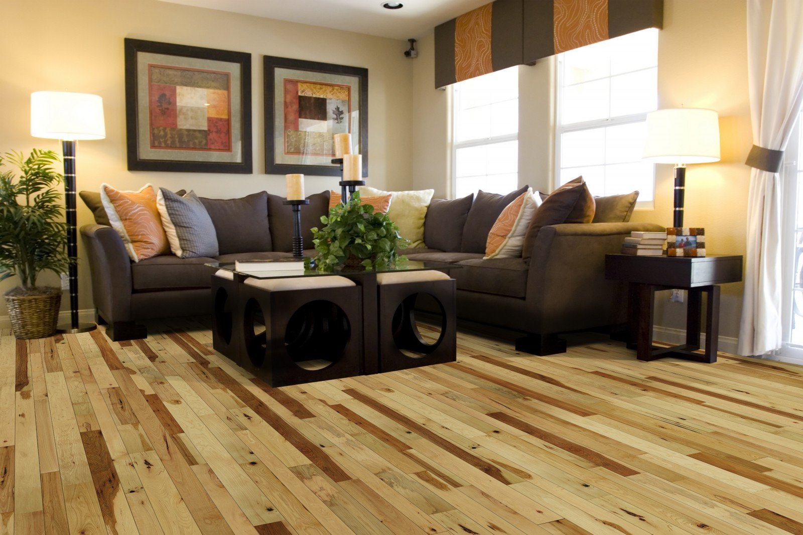 Comfortable Living Room Hickory Floor Floor Hickory Hardwood Flooring In the Living Room with