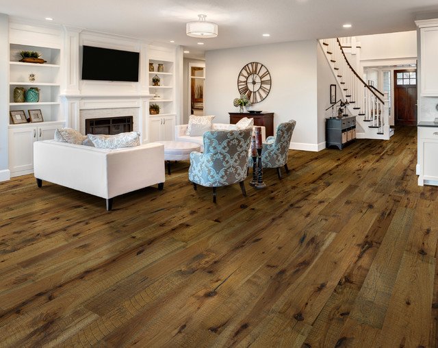 Comfortable Living Room Hickory Floor Hallmark Floors Reclaimed Look