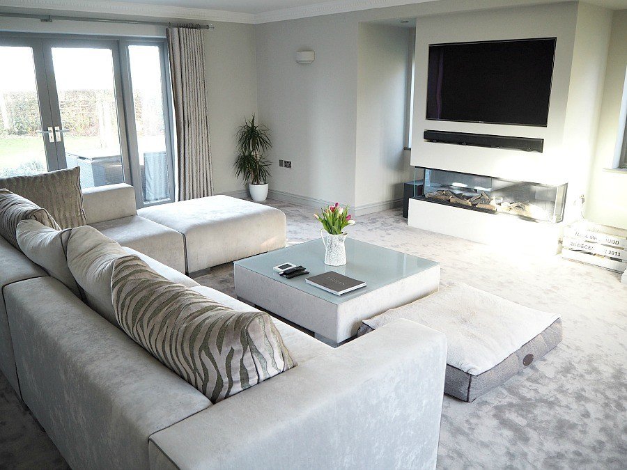 Contemporary Grey Living Room A New Modern Grey Living Room with Contemporary Fireplace