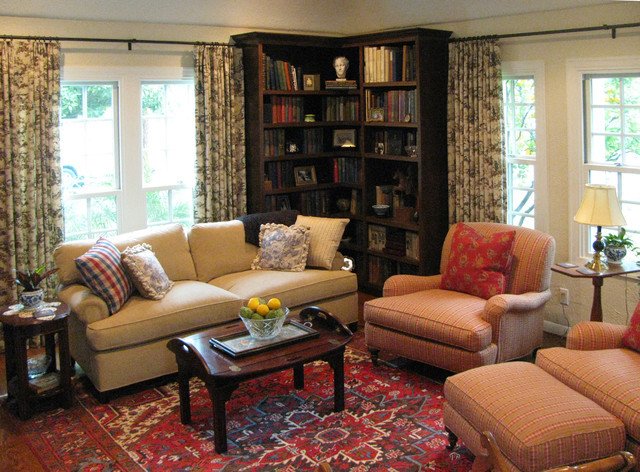 Cottage Traditional Living Room English Cottage with French Country Furnishings