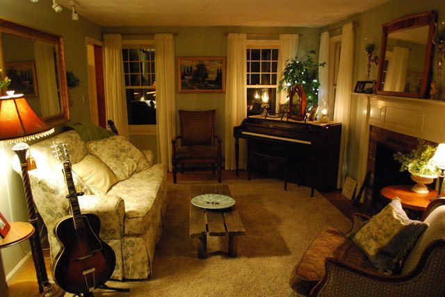Cozy Traditional Living Room Cozy Living Room with Ivory Sheers