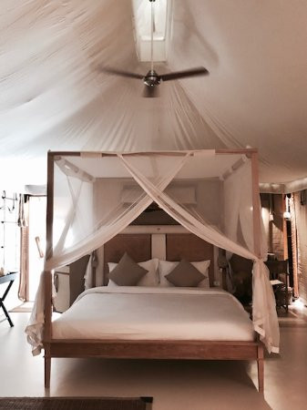Fan Size for Bedroom King Size Bed In Our Tent with Ceiling Fan and Air Cond