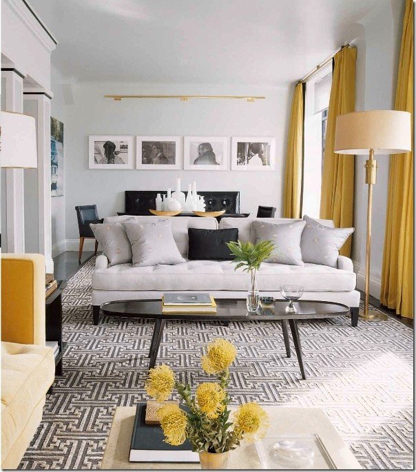 Gray Contemporary Living Room Contemporary Vintage Living Room Grey and Yellow