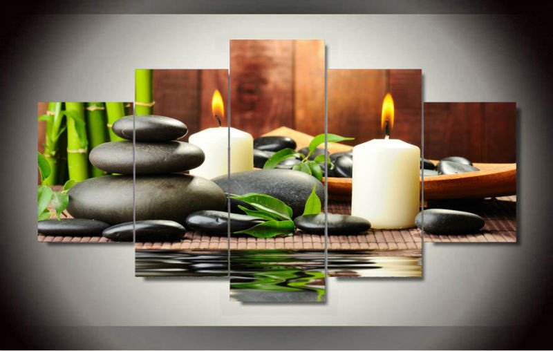 Living Room Wall Decor Pictures Wall Art Botanical Green Feng Shui White Candle Wall
