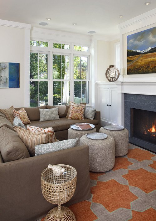 Orange Traditional Living Room I Love the orange Taupe Rug In the Photo and Wonder where
