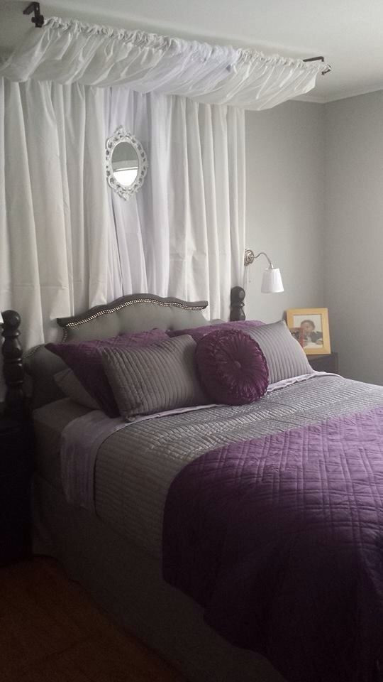 Purple and Grey Bedroom Decor Canopy Curtains and Curtain Rods From Ikea Grey White