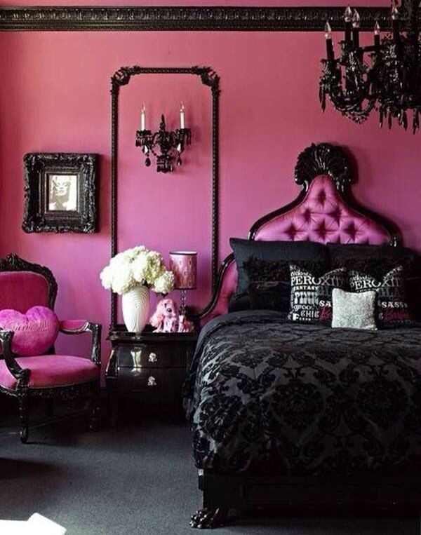 Red and Black Bedroom Decor Girly Pink and Classic Black with Images