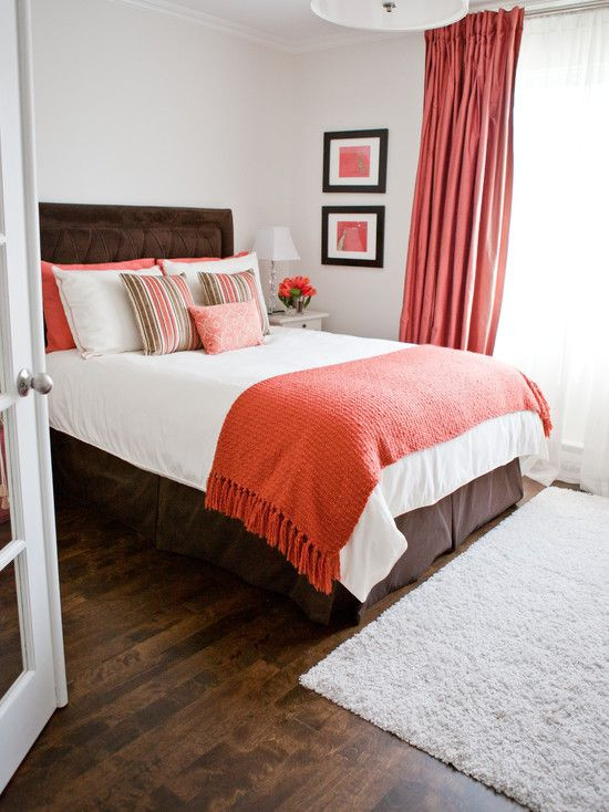 Red and Brown Bedroom Bedroom Design Transitional Spare Room Ideas with Elegant