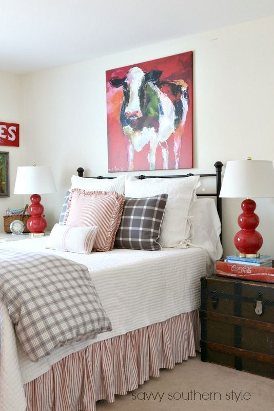 Red and Gray Bedroom Ideas Red and Gray Farmhouse Guestroom