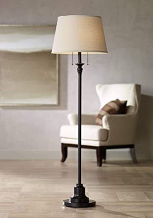 Standing Lamps for Bedroom Spenser Traditional Floor Lamp Oiled Bronze Linen Fabric Drum Shade for Living Room Reading Bedroom Fice 360 Lighting