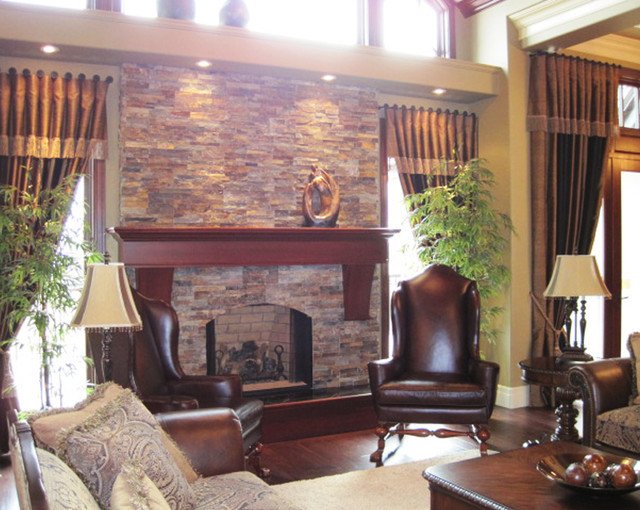 Traditional Living Room Fireplace Traditional Open Concept Stone Fireplace Traditional