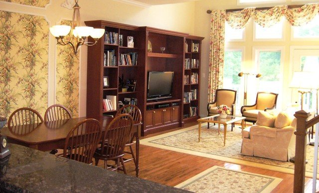 Traditional Living Room Tv Traditional townhome with Custom Tv Wall Cabinet