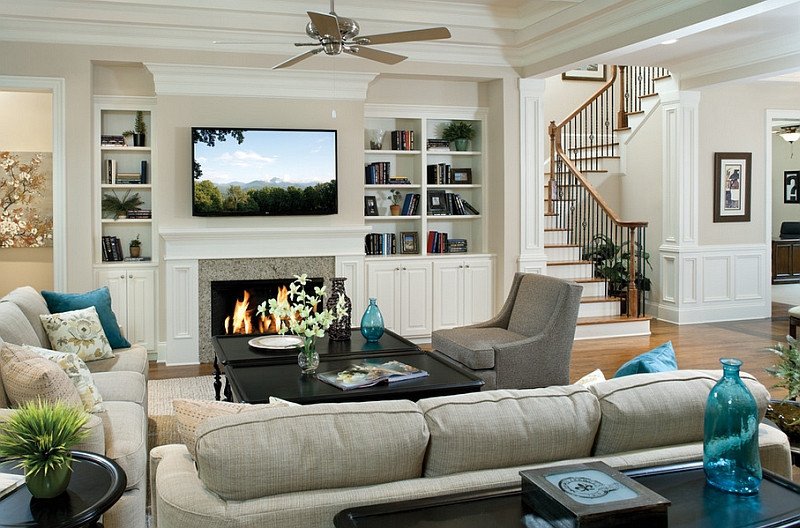 Traditional Living Room Tv Tv Fireplace Design Ideas