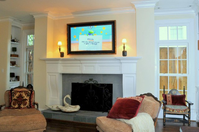 Traditional Living Room Tv Tv On Traditional Living Room Dallas by Gillis