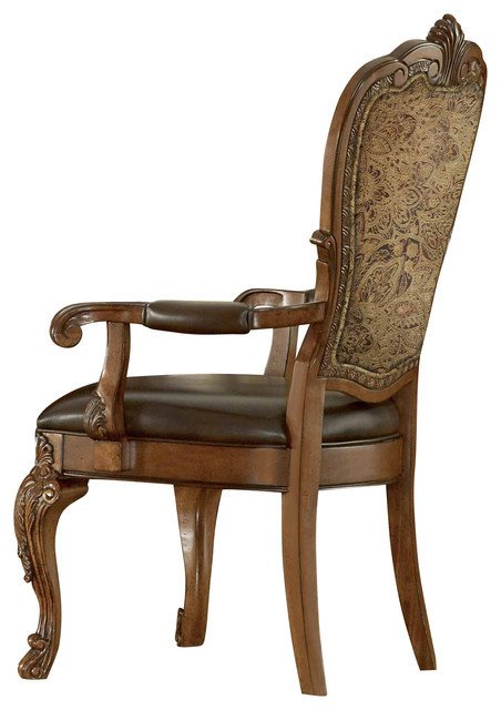 Traditional Living Room Upholstered Chairs A R T Old World Upholstered Arm Chair Cherry Set Of 2