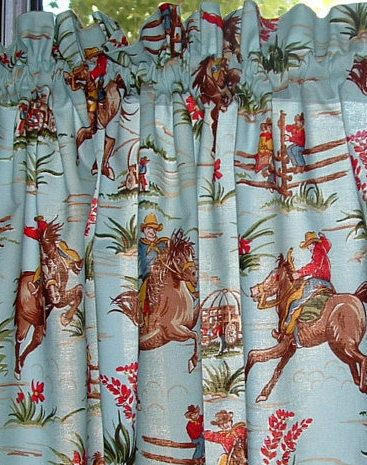 Western Curtains for Bedroom Valance Cotton 40 X 14 Vintage Look Western by Avintagelook
