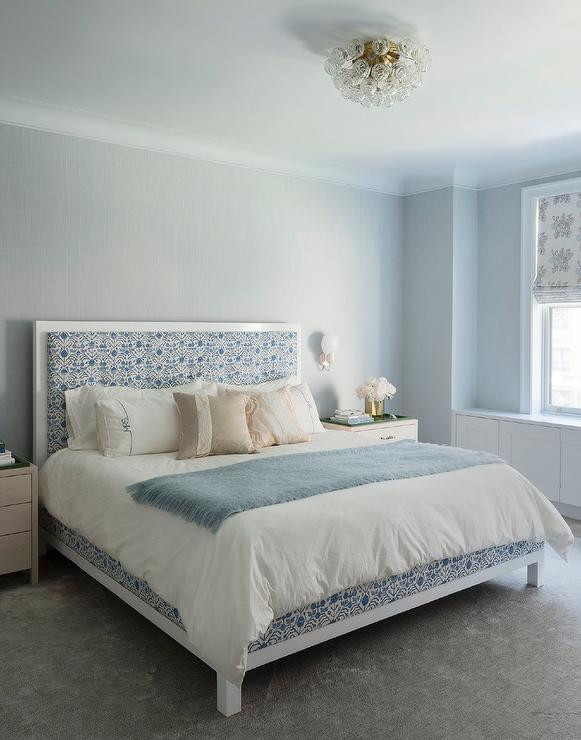 White Light for Bedroom Light Blue Bedroom with Pale Blue Ceiling Transitional
